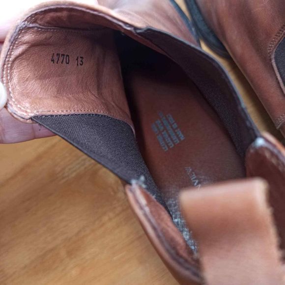 METROPOLITAN VIEW Men Dress Boots Size 13 Brown Italian Leather Slip On - Picture 9 of 11